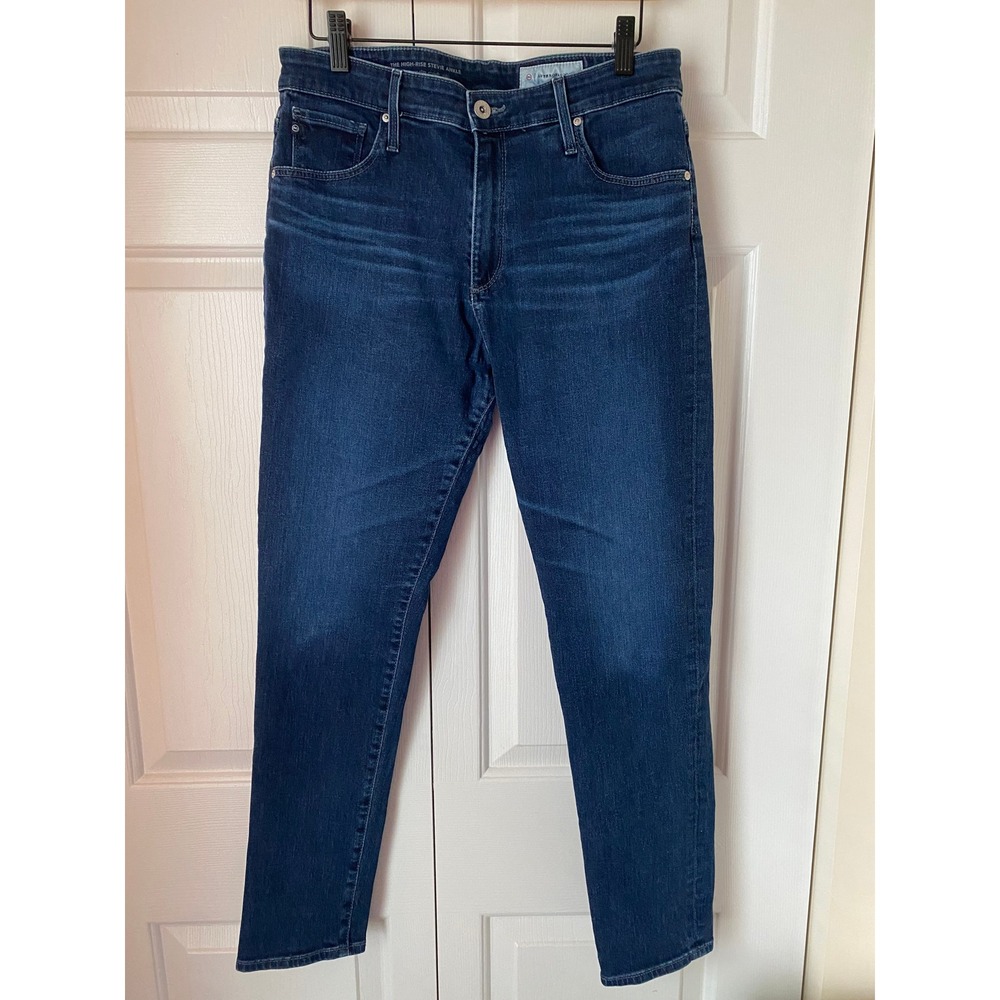 AG Adriano Goldschmied High Rise Stevie Ankle Jeans‎ Dark Wash Slim Straight 31R